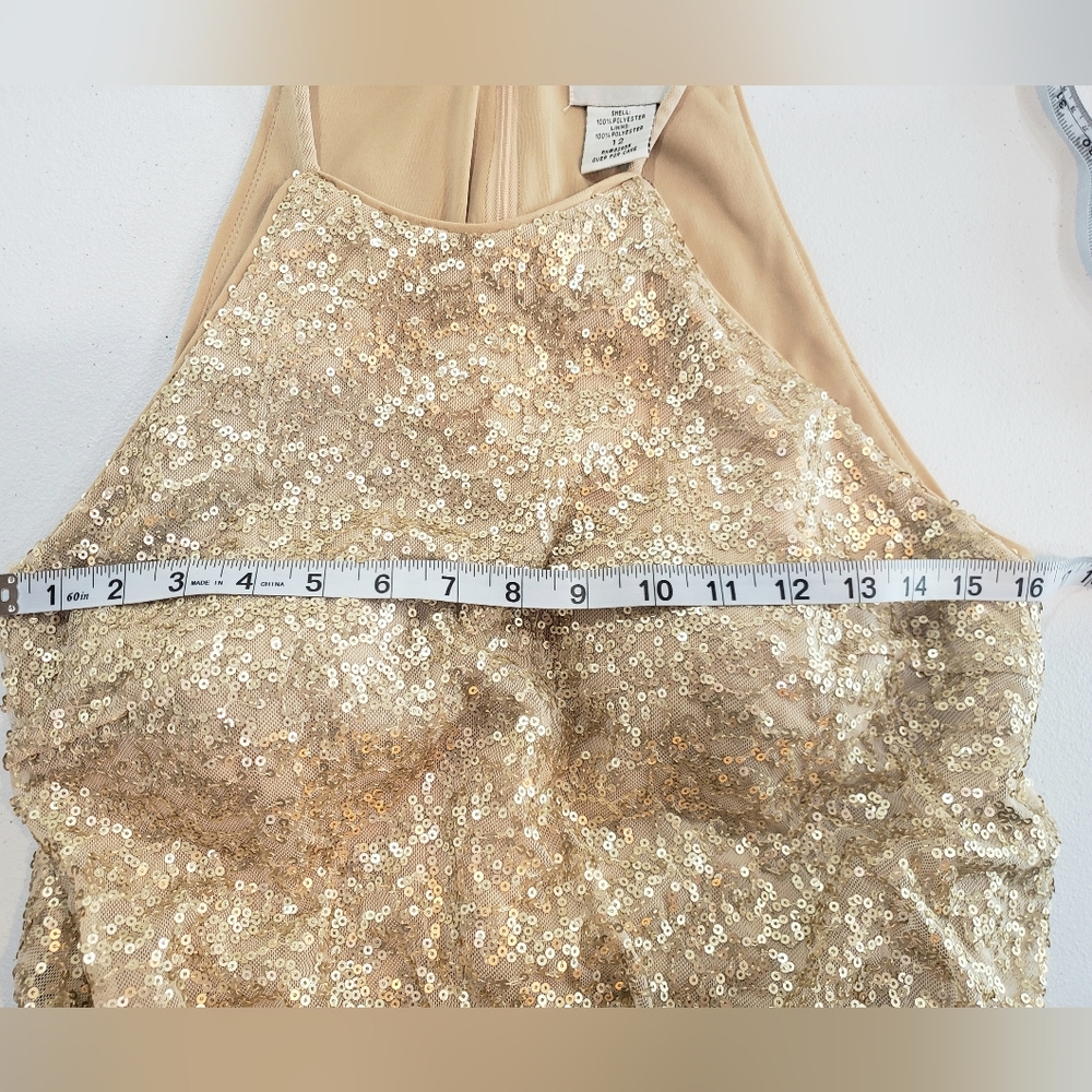 Bill Levkoff Sequin Net Gown Halter - image 7